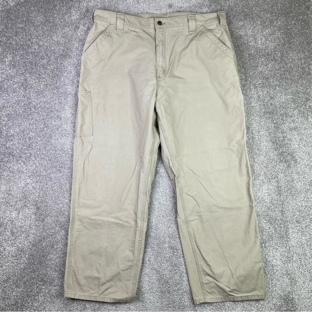Carhartt Pants Men’s 38X29 Beige Straight Dungaree Carpenter Hammer Loop Pockets